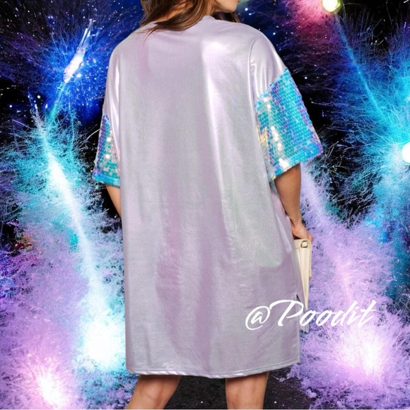 FANTASTIC FAWN disco party lavender tunic dress S M L - Picture 4 of 9